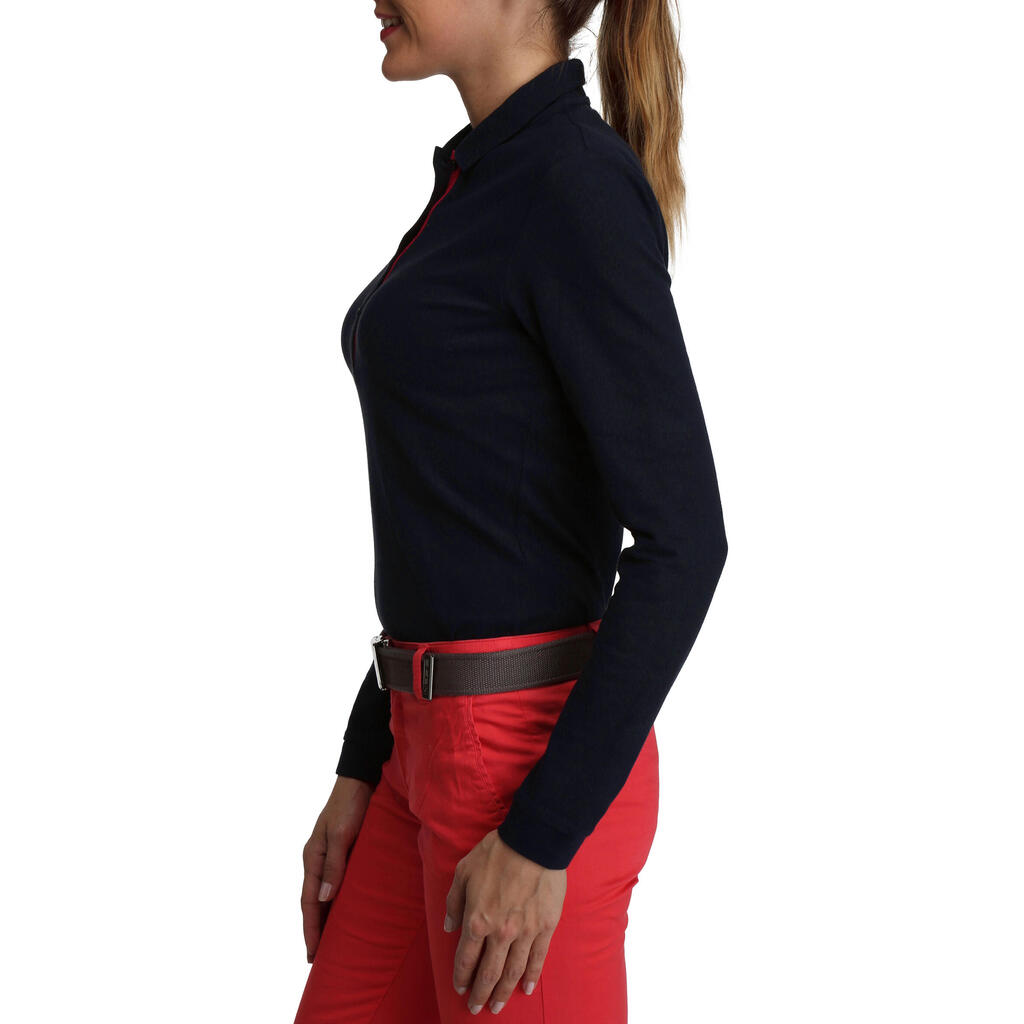 Damen Golf Poloshirt langarm - MW500 rosa