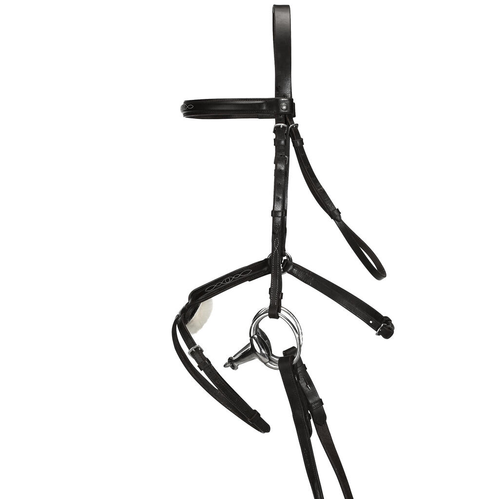 Horse & Pony Leather Grackle Bridle & Reins Paddock 500 - Black