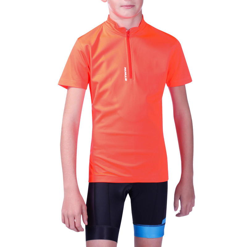 เสื้อปั่นจักรยานแขนสั้นสำหรับเด็กรุ่น 300 (สีแดง)