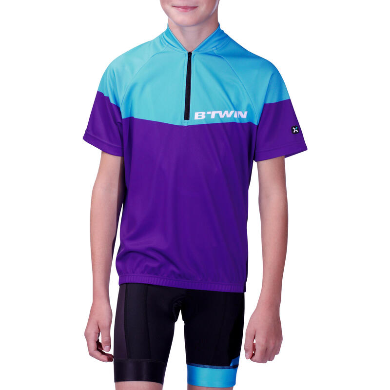 Maglia ciclismo bambino 500 azzurra