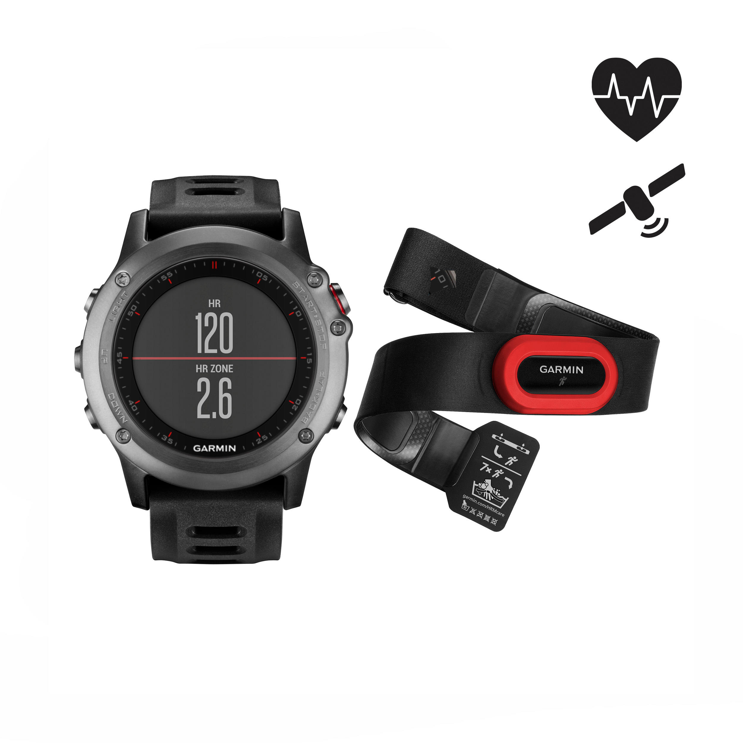GARMIN Fenix 3 Performer multisport GPS watch with HRM strap grey