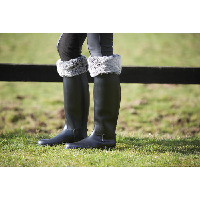 Fouganza Chaussons pour bottes équitation adulte polaire/fourrure Decathlon