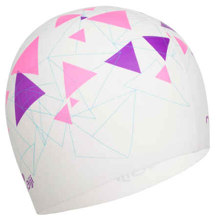 Silicone Print Swim Cap - Tri White