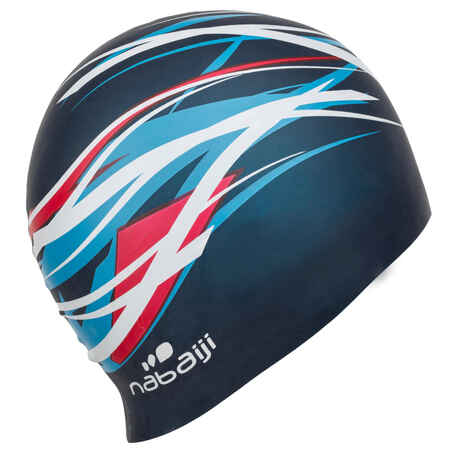 Silicone Print Swim Cap - Mika Blue