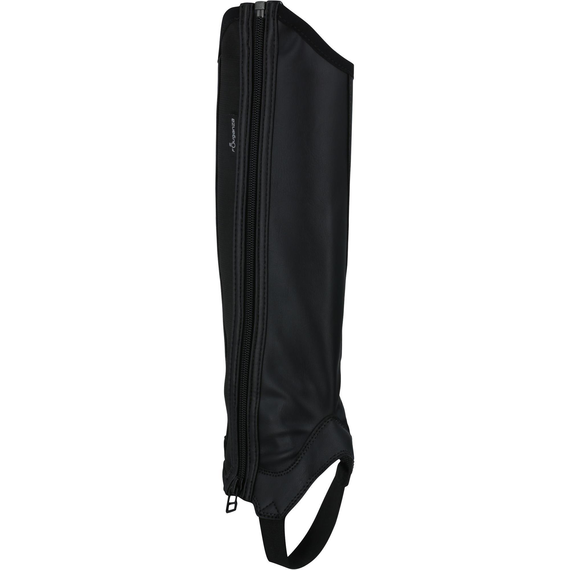 Kids' Horse Riding Classic Synthetic Half Chaps 140 - Black 1/9