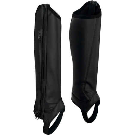 Kids' Horse Riding Classic Synthetic Half Chaps 140 - Black