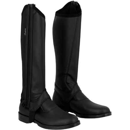 Kids' Horse Riding Classic Synthetic Half Chaps 140 - Black