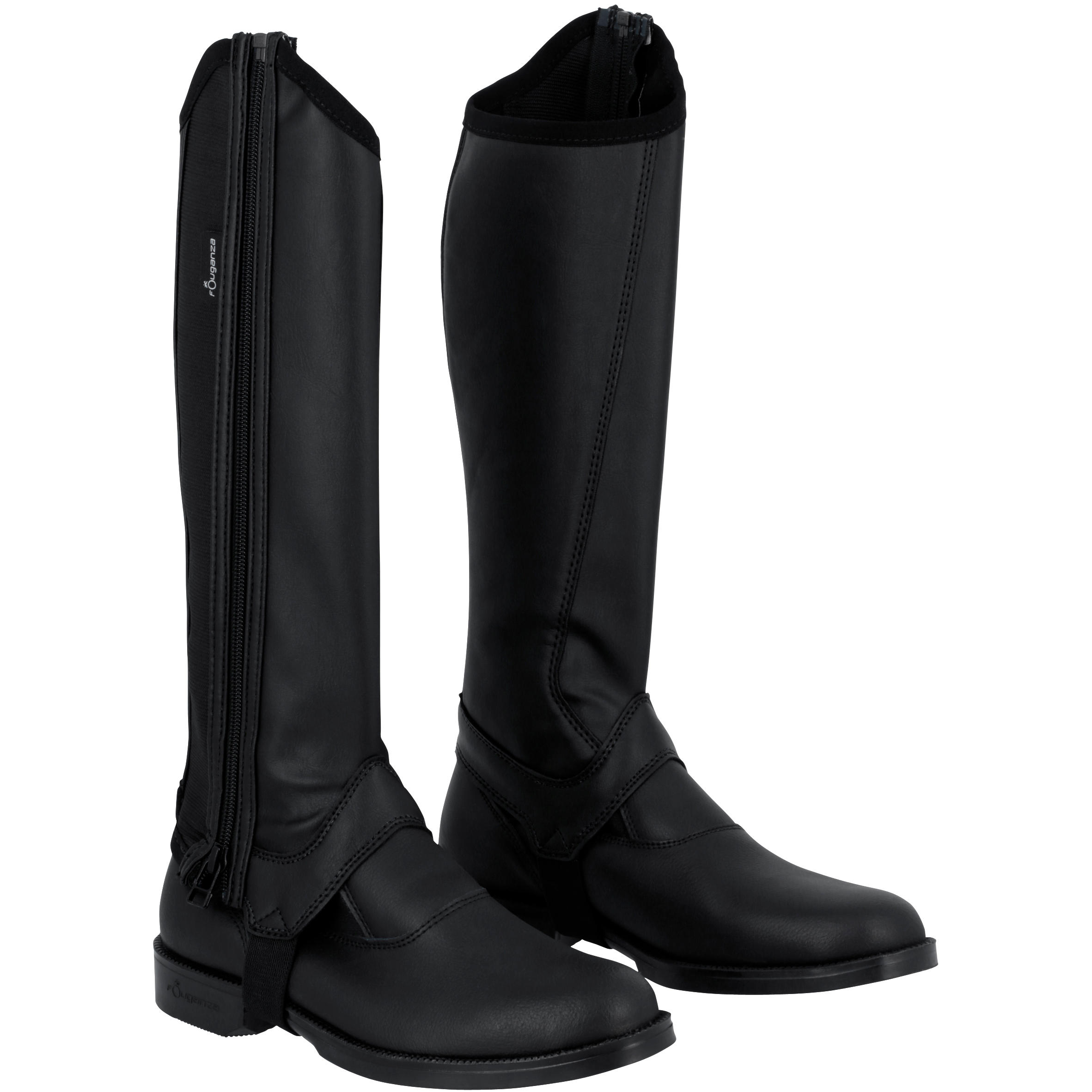 Kids' Horse Riding Classic Synthetic Half Chaps 140 - Black 3/9