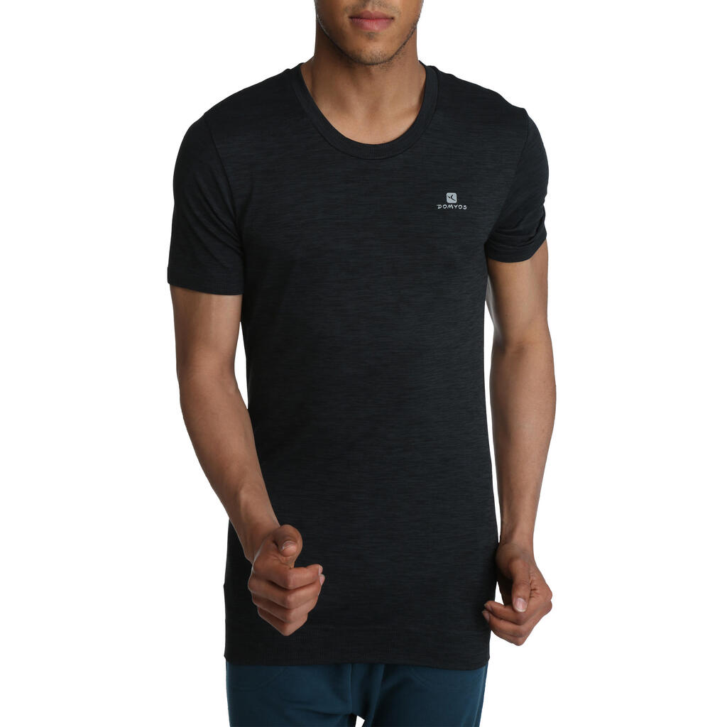 T-Shirt Muscle gerader Schnitt Herren schwarz