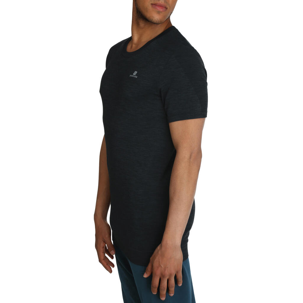 T-Shirt Muscle gerader Schnitt Herren schwarz