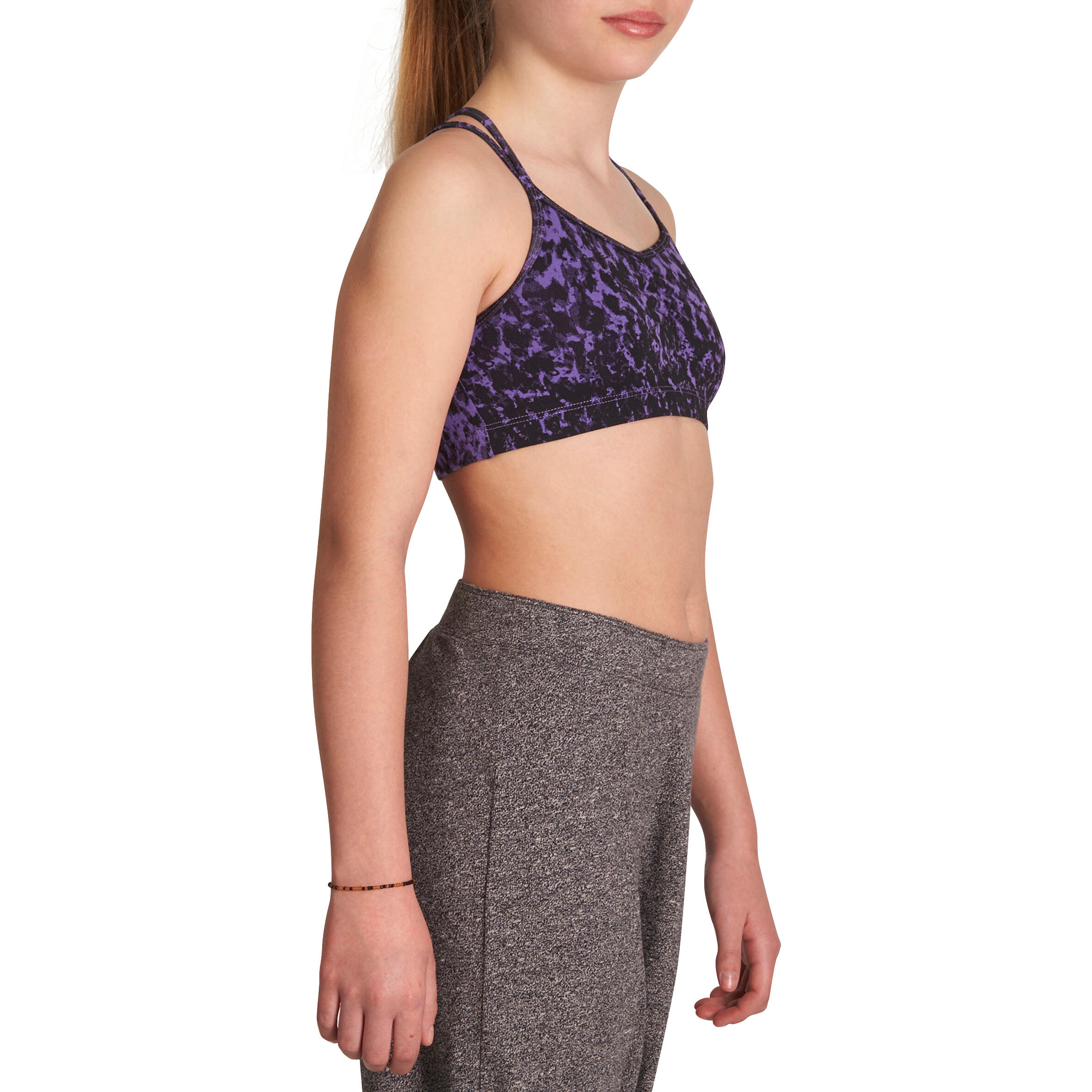 Girls' Dance Crop Top with Thin Straps - Purple 3/11