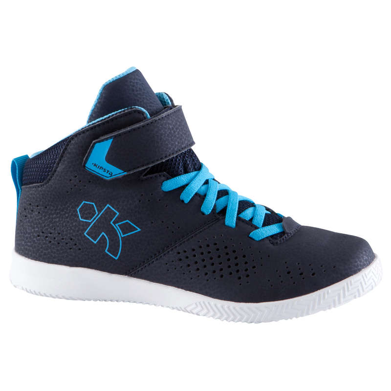 blue and white youth basketball shoes