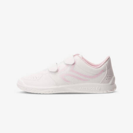 Sepatu Olahraga Tenis Anak TS100 Velcro - Putih Pink