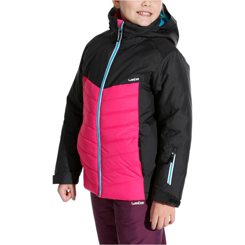 GIRLS' 300 PINK BLK SKI JACKET