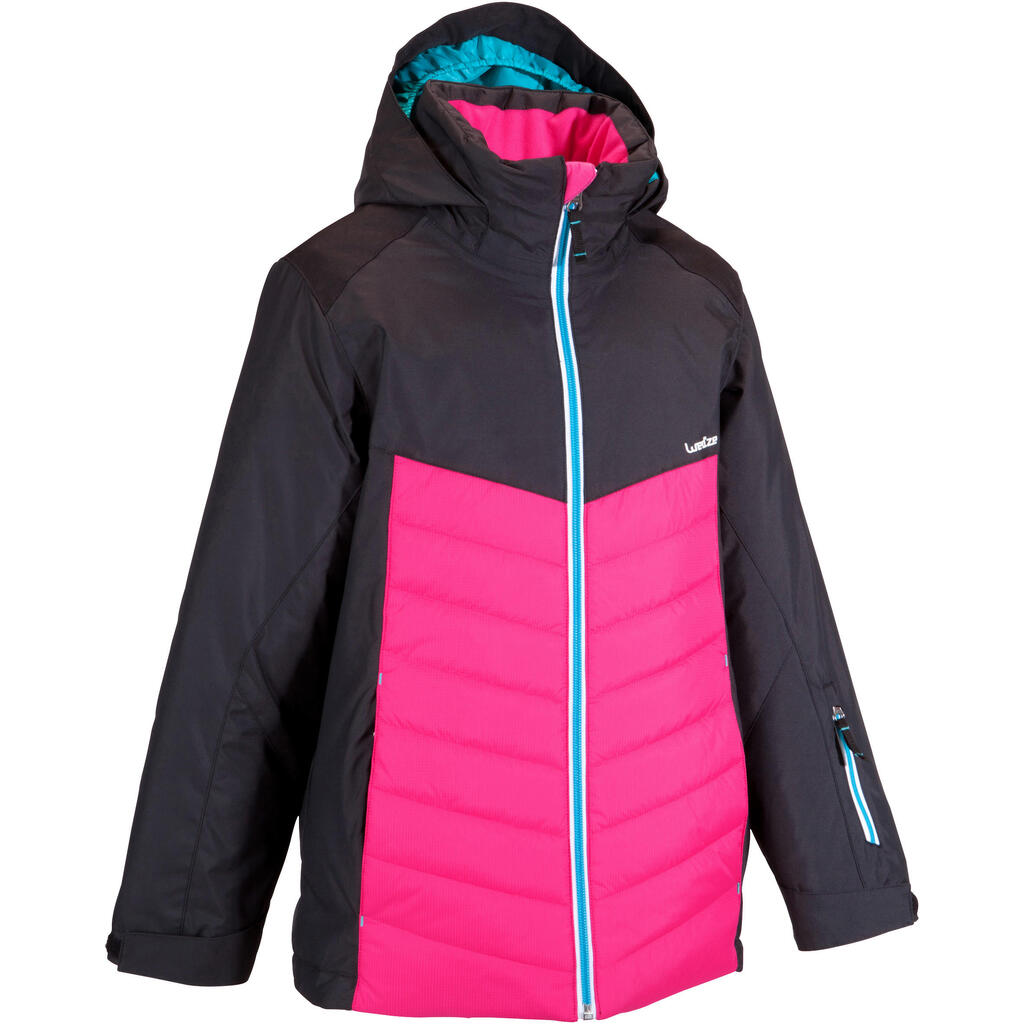 GIRLS' 300 PINK BLK SKI JACKET