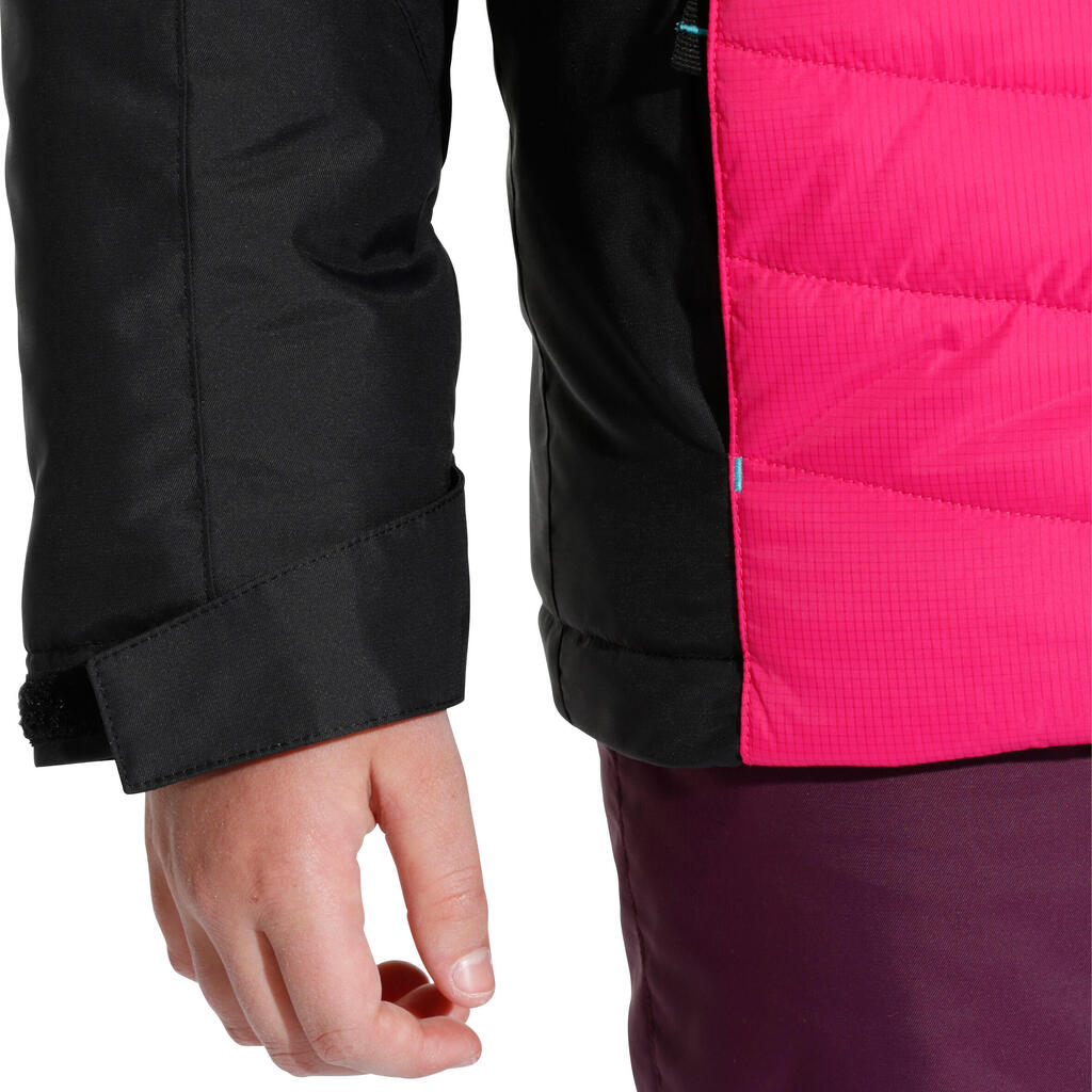 GIRLS' 300 PINK BLK SKI JACKET