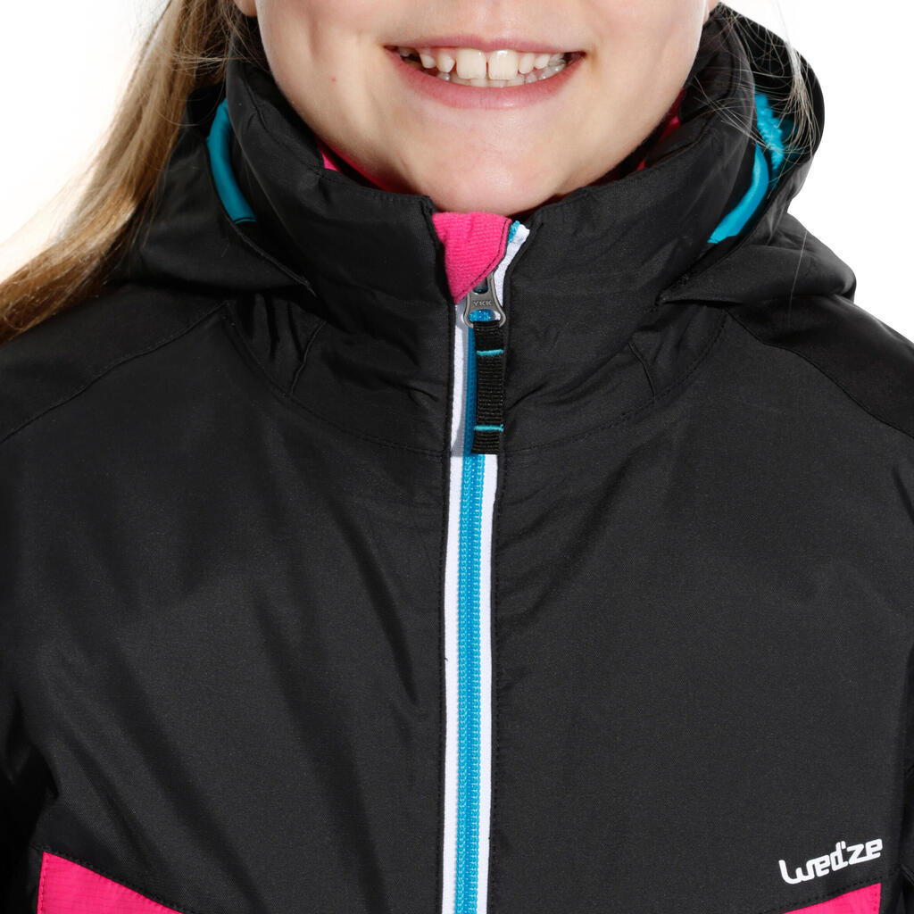 GIRLS' 300 PINK BLK SKI JACKET