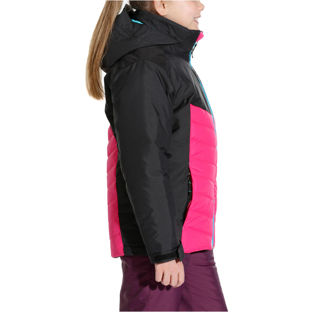 GIRLS' 300 PINK BLK SKI JACKET