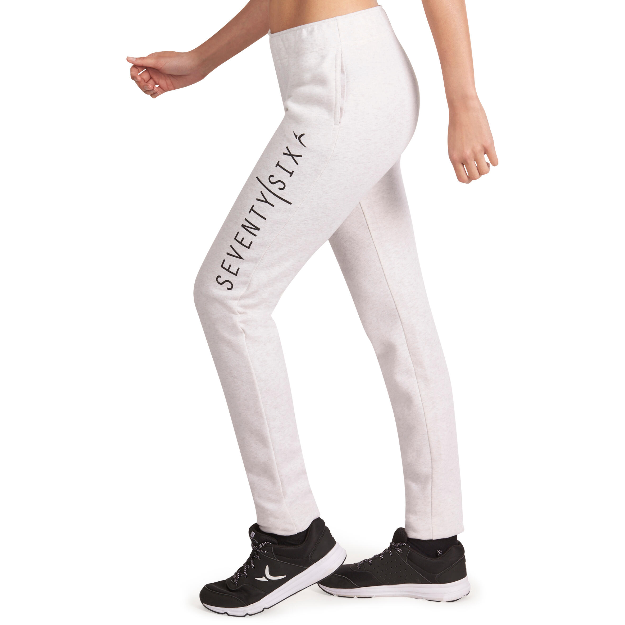 Women's Slim-Fit Brushed-Jersey Fitness Bottoms - Mottled Beige 5/10