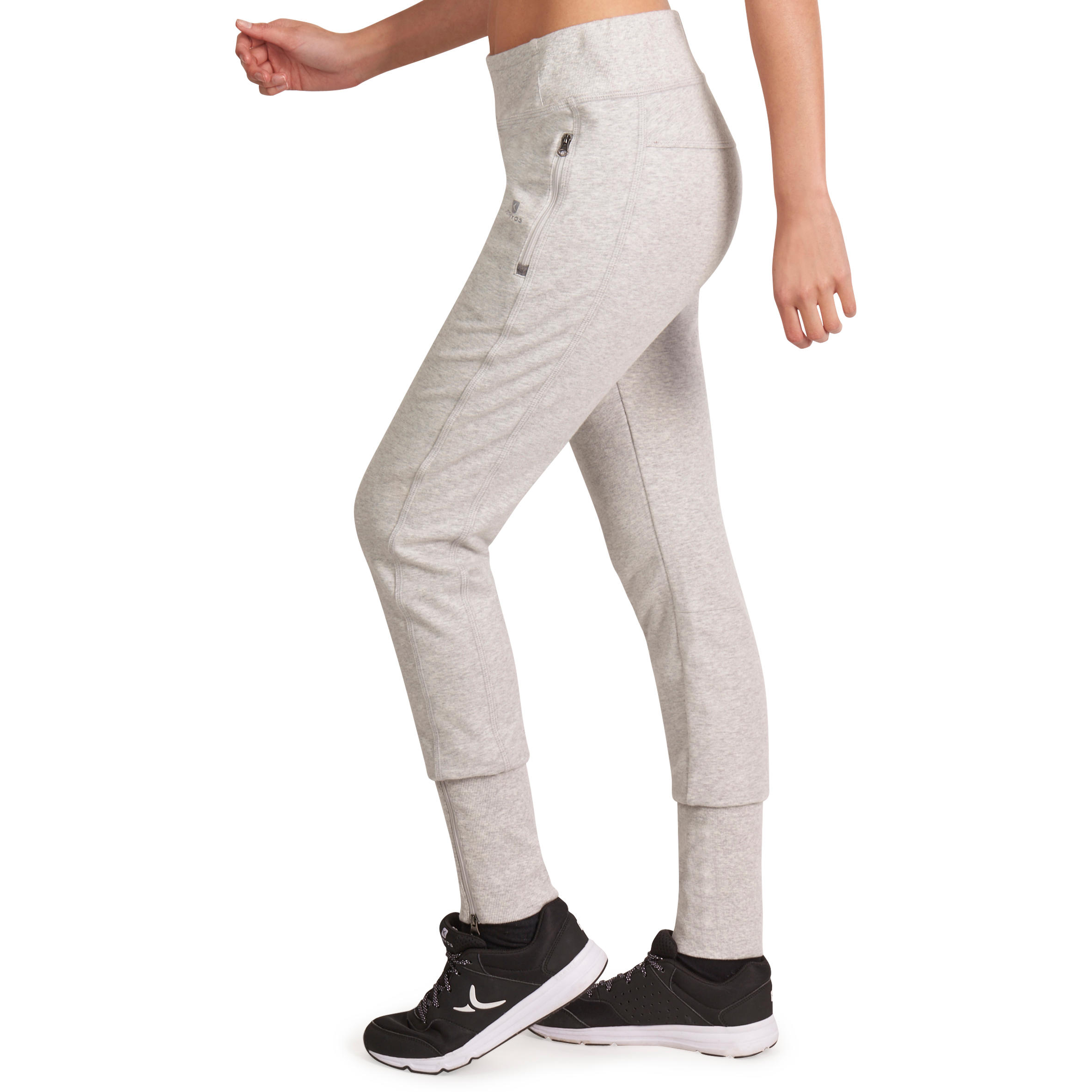 920 Women's Slim-Fit Gym & Pilates Bottoms with Zip Ankles - Light Mottled Grey 5/14