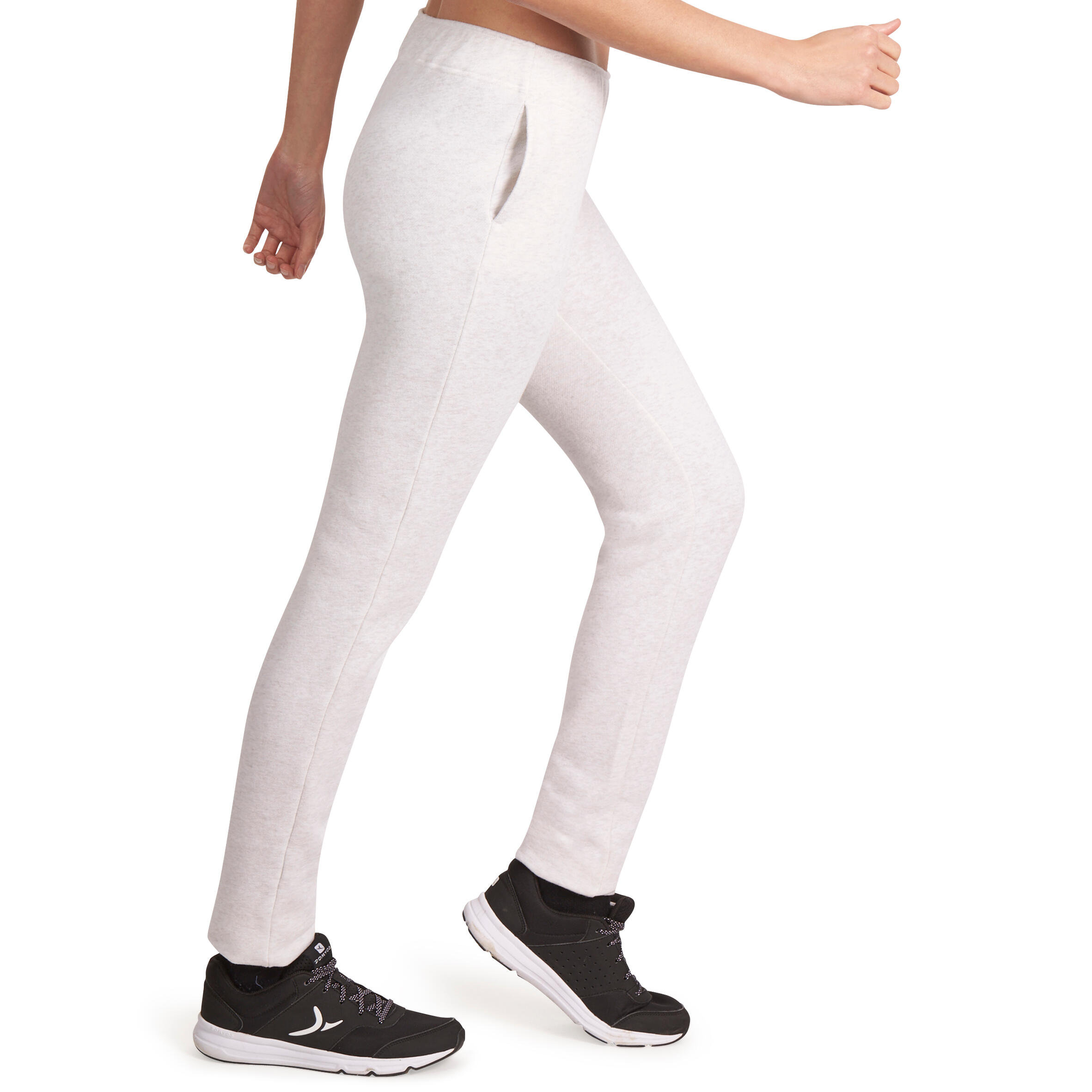 Women's Slim-Fit Brushed-Jersey Fitness Bottoms - Mottled Beige 3/10