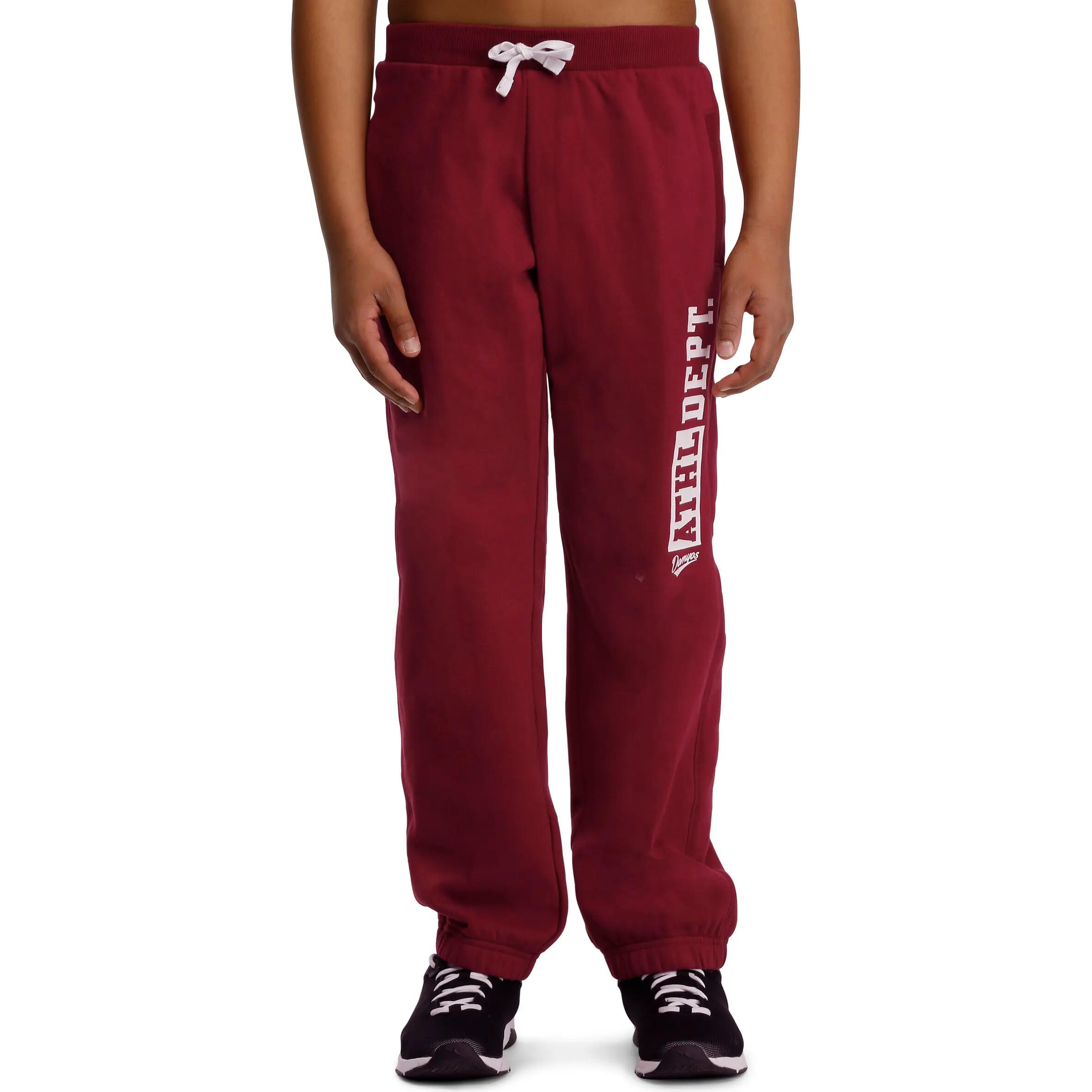 Boys' Gym Brushed-jersey Bottoms - Burgundy 2/11