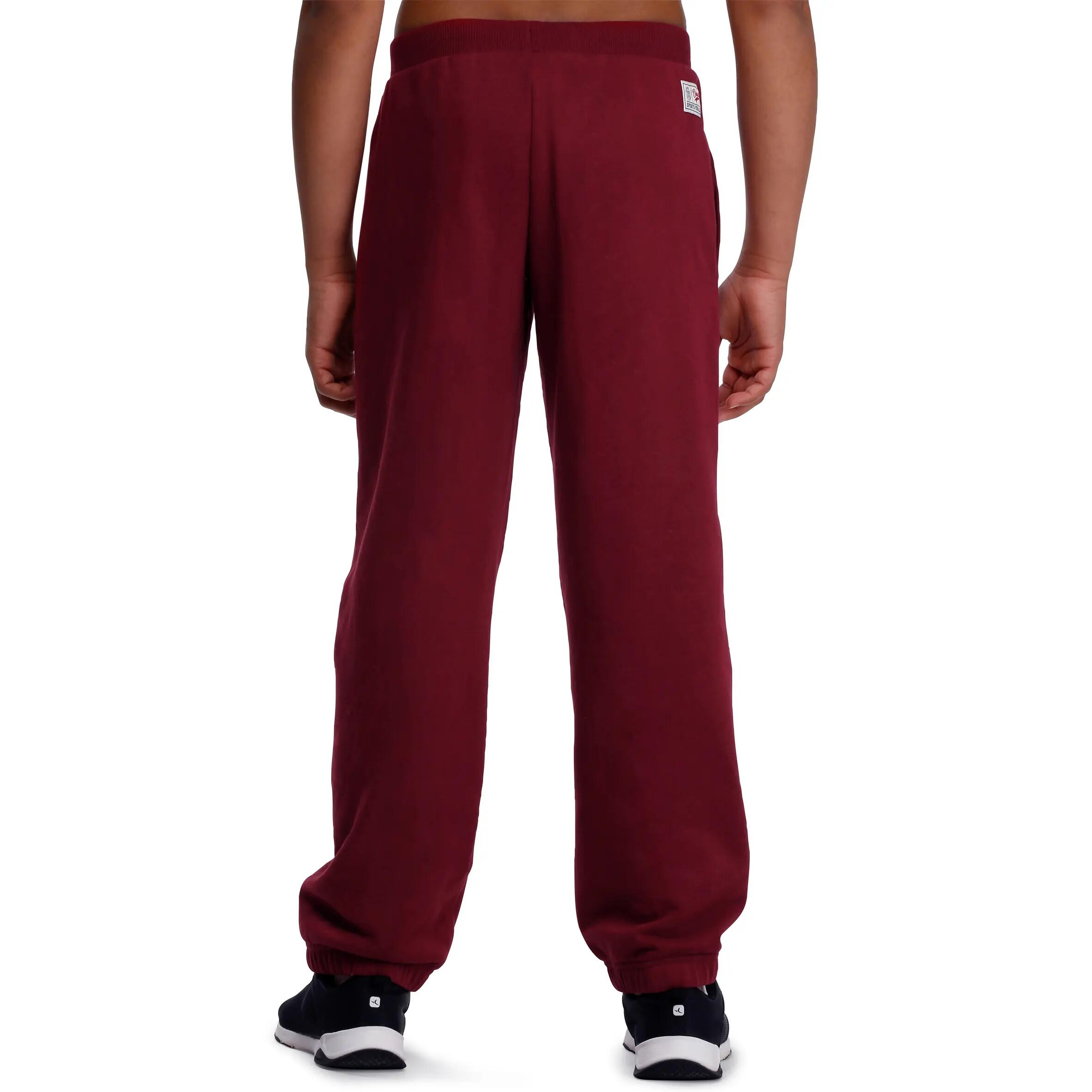 Boys' Gym Brushed-jersey Bottoms - Burgundy 4/11