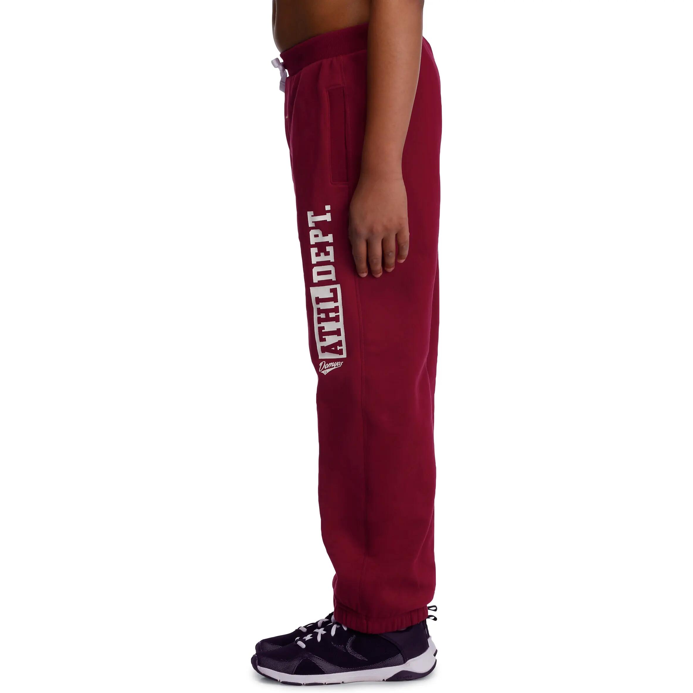 Boys' Gym Brushed-jersey Bottoms - Burgundy 5/11