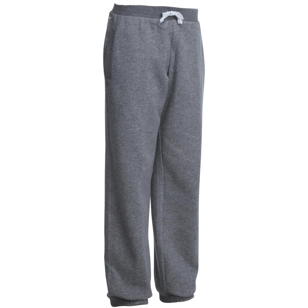 Boys' warm regular-fit gym bottoms - grey print