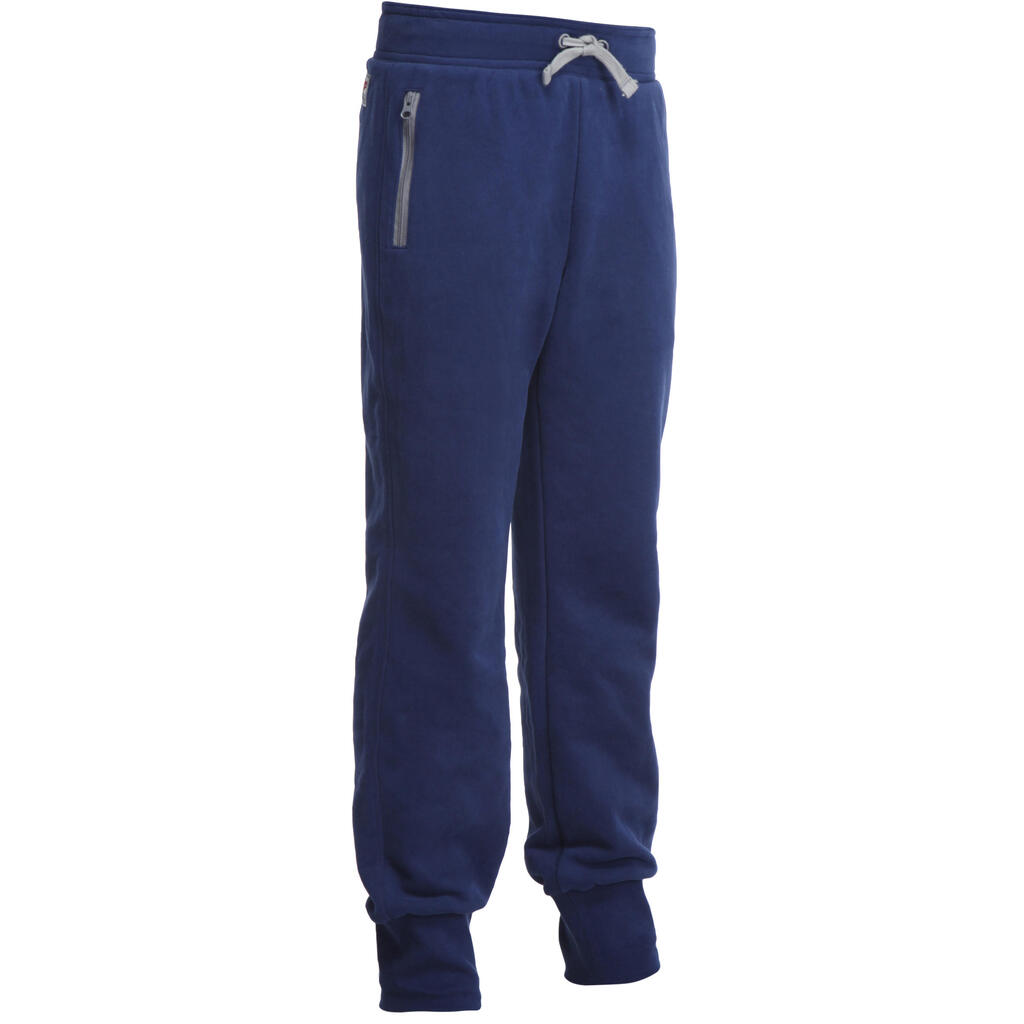 Boys' warm slim-fit gym bottoms - navy blue
