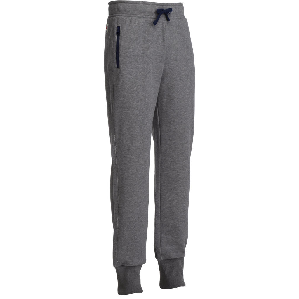 520 boys' warm slim-fit gym bottoms with pockets - grey