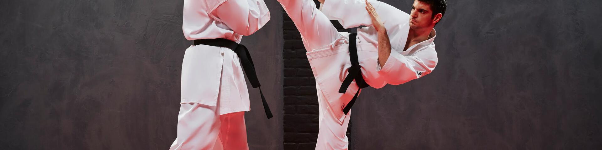 mężczyźni trenujący w strojach karate
