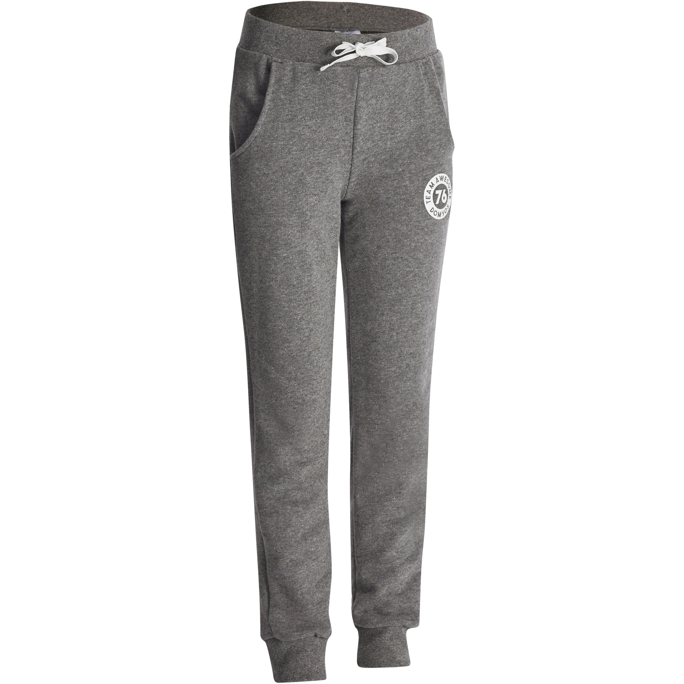

500 Girls' Warm Regular-Fit Gym Bottoms With Pockets - Grey
