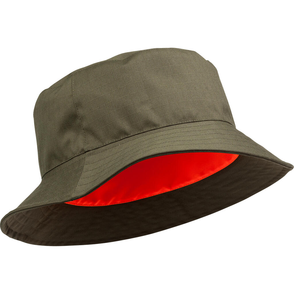 Obojstranný poľovnícky klobúk nepremokavý oranžovo-zelený