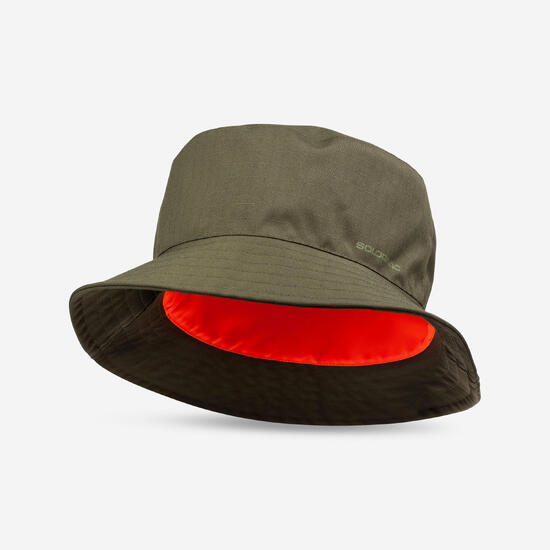 Cappello double-face impermeabile arancione-verde