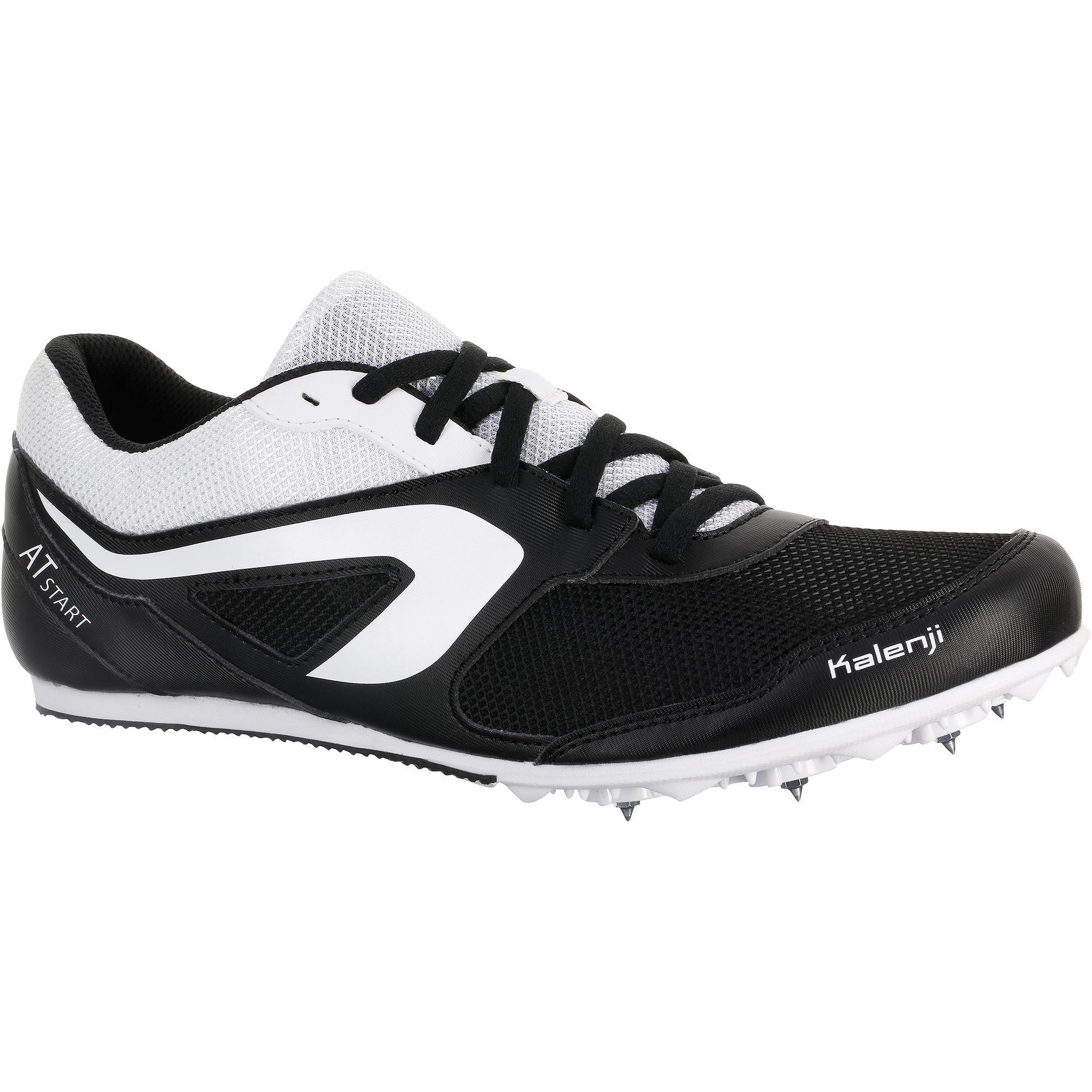 CHAUSSURE D ATHLETISME A POINTES POLYVALENTE NOIRE BLANCHE KALENJI