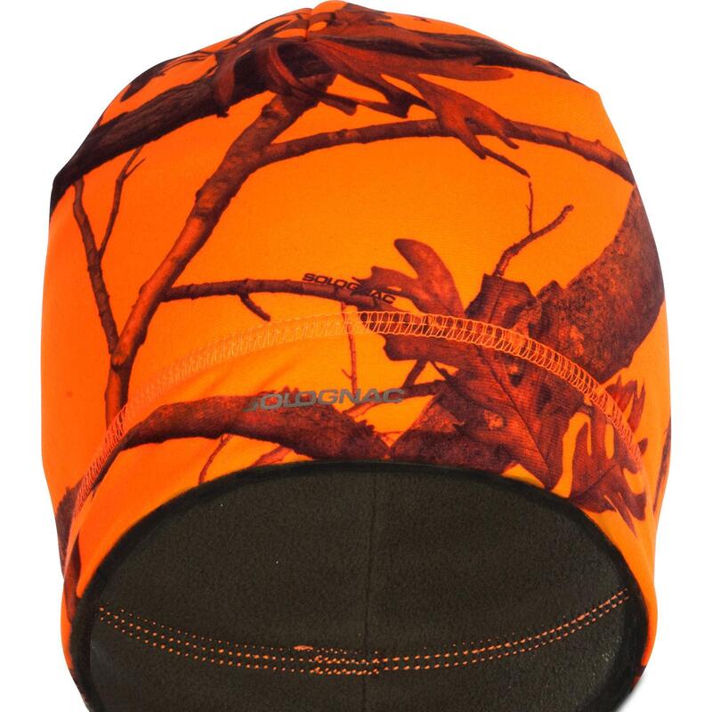 BONNET CHASSE REVERSIBLE CAMOUFLAGE ORANGE VERT 500