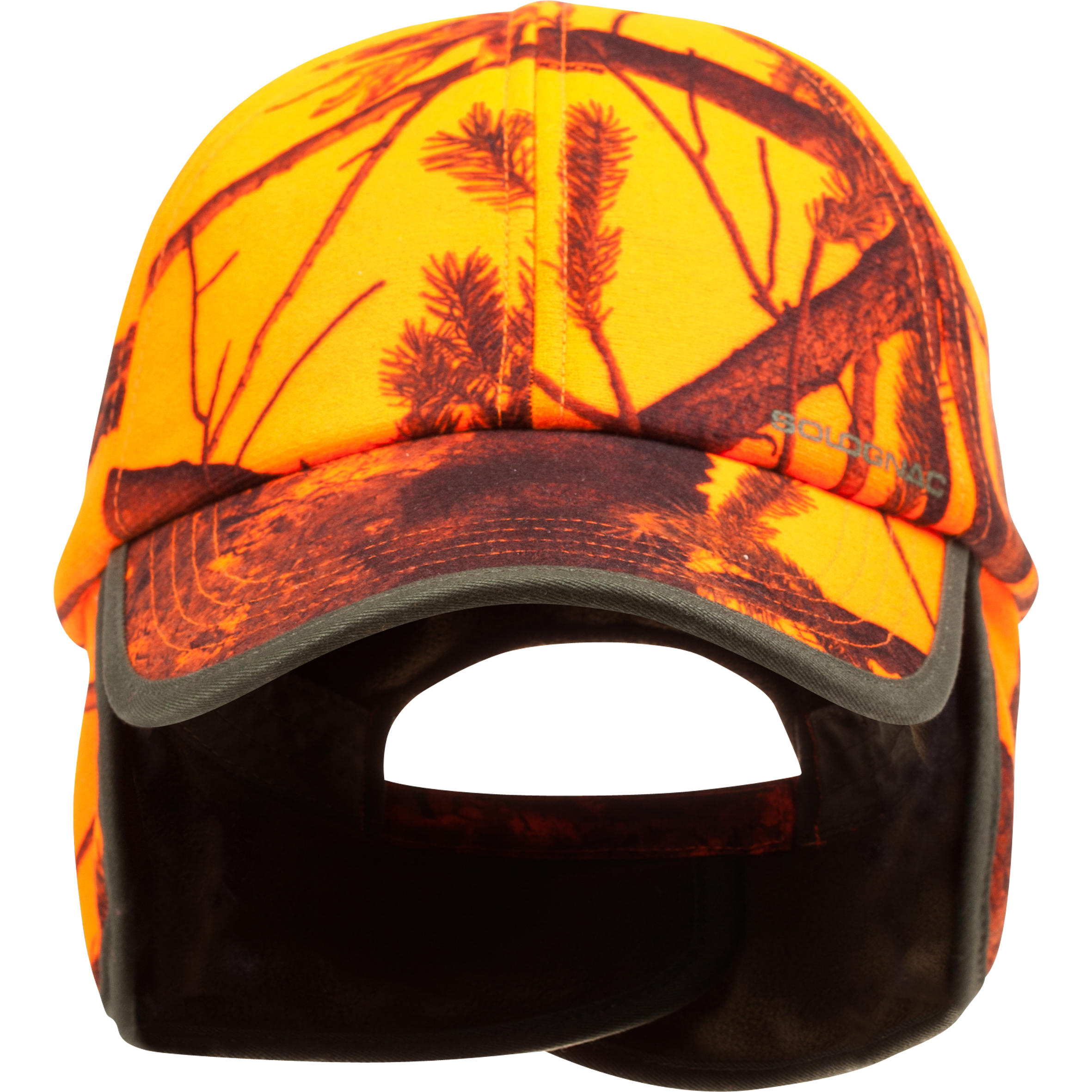 Gorra Caza Solognac 500 Adulto Calida Orejeras Naranaja Fluo Alta Visibilidad 9/10