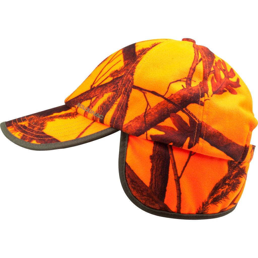 Casquette chasse à rabat camouflage orange