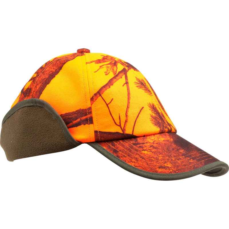 Jagd-Schirmmütze mit Ohrenklappen Camouflage orange Medien 1