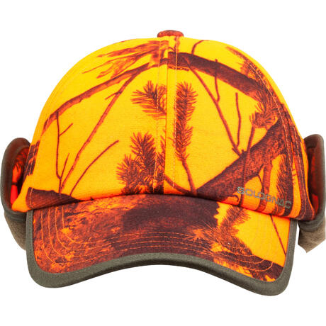 flaps ear cap camouflage hunting orange solognac