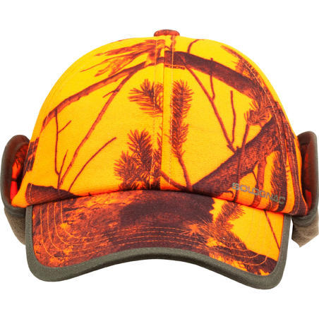 Кепка з навушниками для полювання - Камуфляж помаранчевий