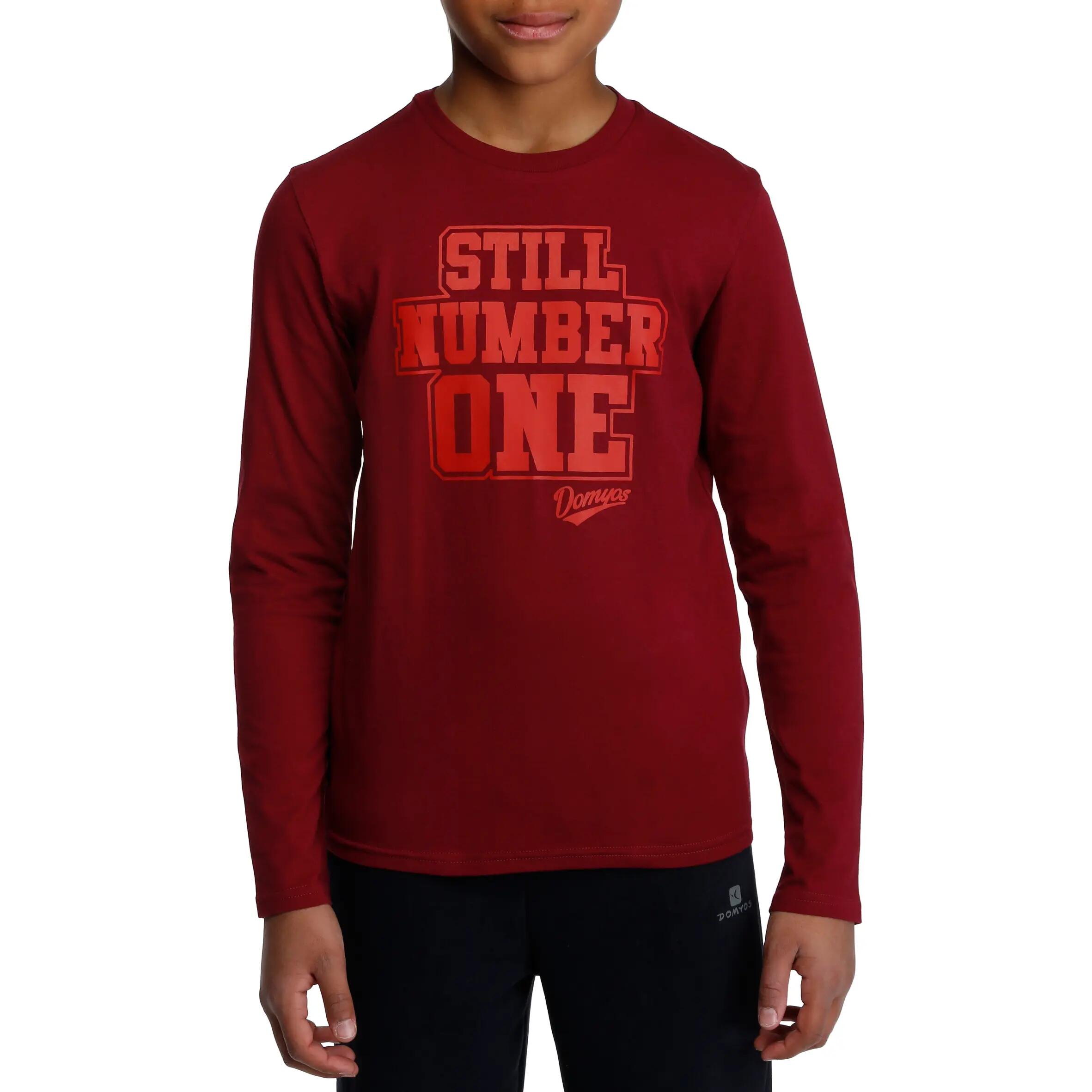 Boys' Gym Long-sleeved T-shirt - Burgundy 2/10