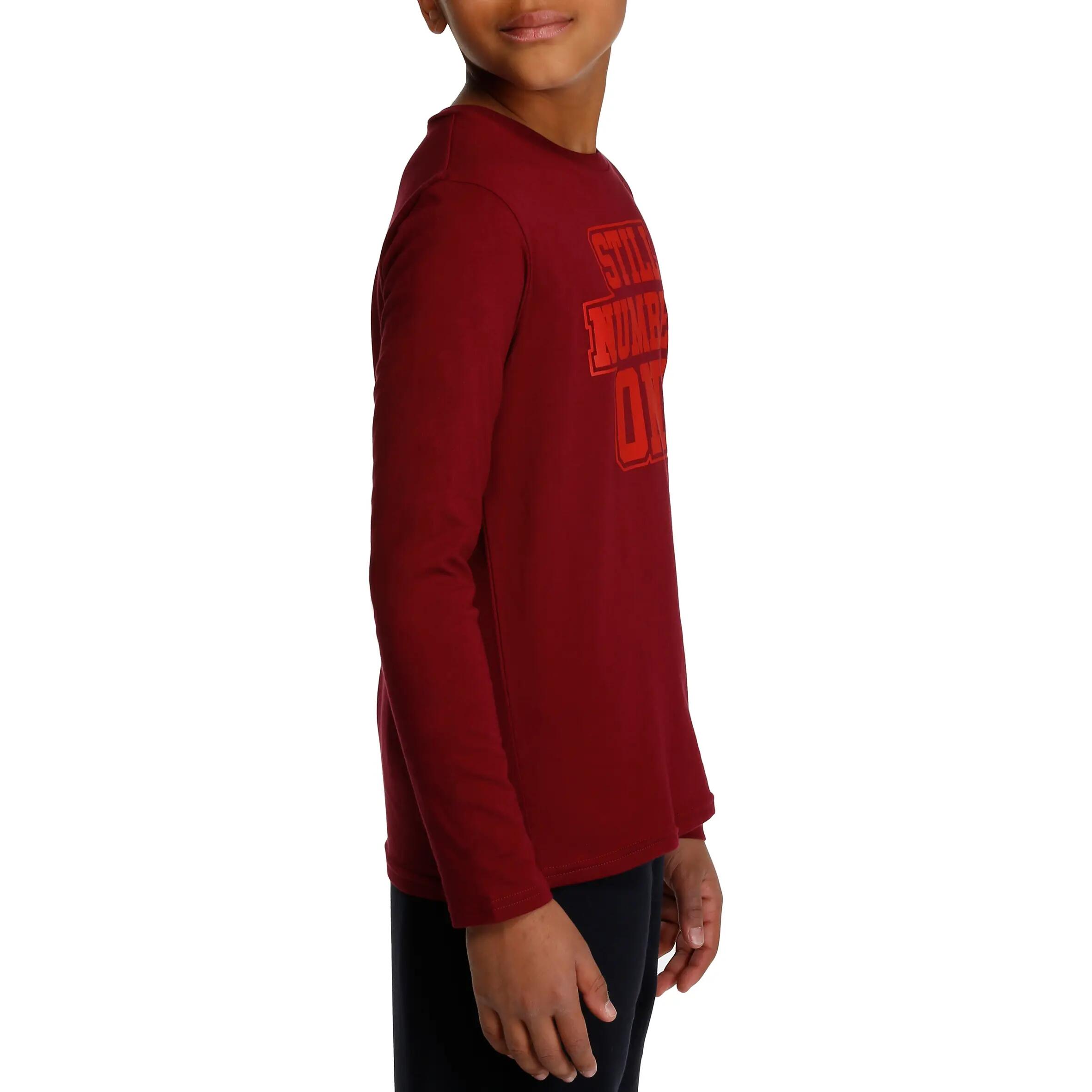 Boys' Gym Long-sleeved T-shirt - Burgundy 3/10
