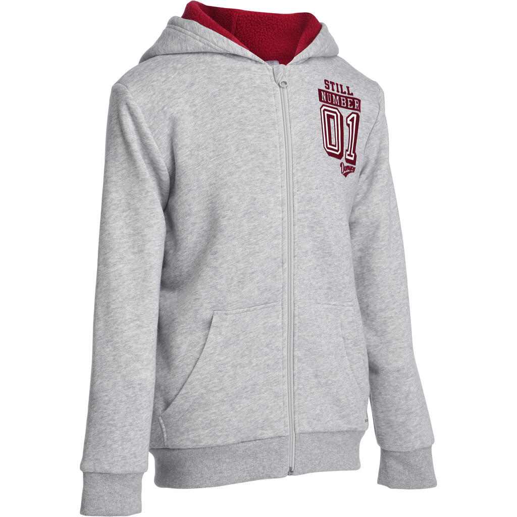 Boys' gym terry cloth hooded jacket - grey