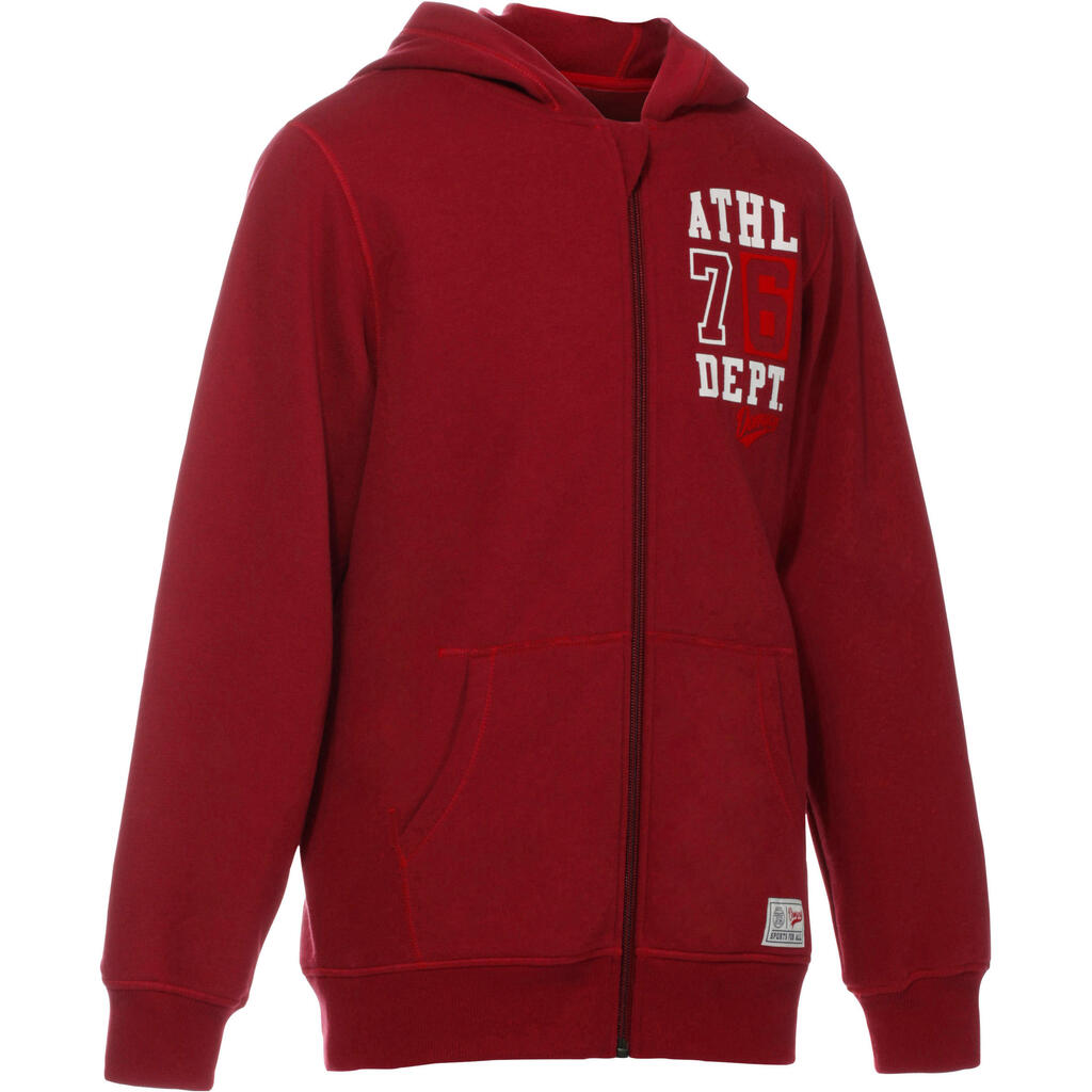 Boys' gym hooded jacket - burgundy