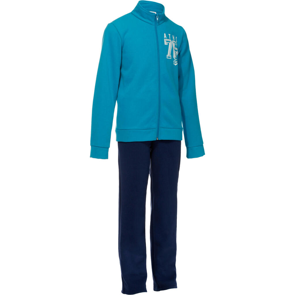 Warm'y boys' zip-up gym tracksuit - blue print