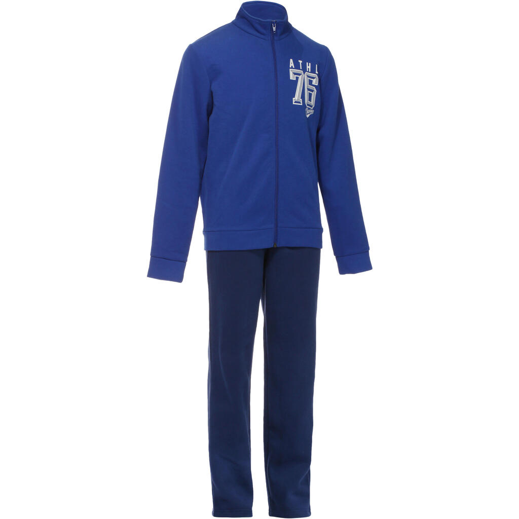 Warm'y boys' zip fitness tracksuit - dark blue