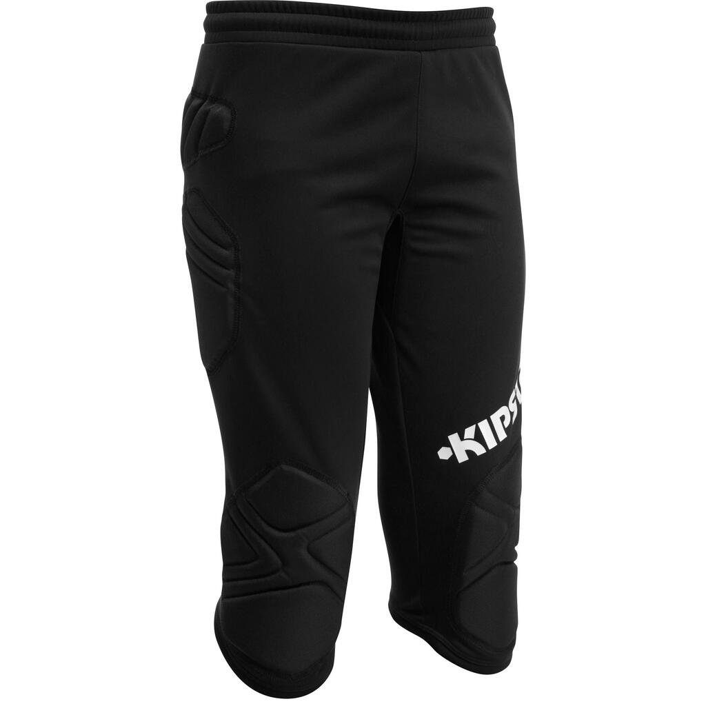 F300 kids' football goalkeeper 3/4 length bottoms - black