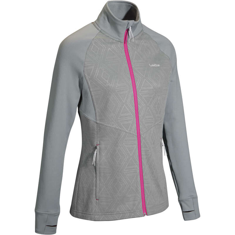 WEDZE Women's wool skiing liner jacket 500 Grey Pink